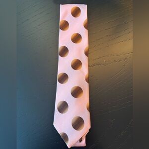 Ted Baker Silk Men’s Tie - Pink with Brown Dots